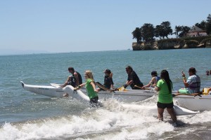 outrigger canoeing at day on the beach